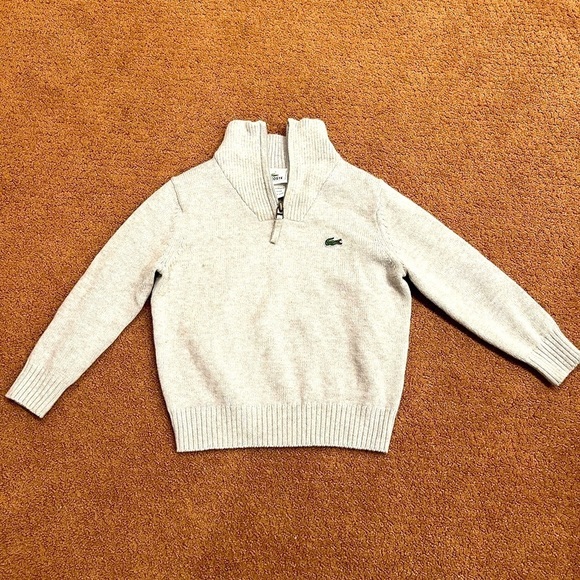 Lacoste Other - Lacoste Boys Grey Quarter Zip Wool Blend Sweater Size 4